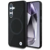 Dėklas BMW Leather Half Textured MagSafe Samsung Galaxy S25 juodos spalvos