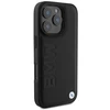 BMW BMHMP16LSLLBK Apple iPhone 16 Pro 6.3″ juodos spalvos kietas dėklas Leather Hot Stamp MagSafe
