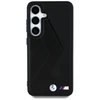 Dėklas BMW Leather Oversized Stripes MagSafe Samsung Galaxy S25 juodos spalvos