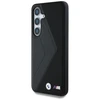 Dėklas BMW Leather Oversized Stripes MagSafe Samsung Galaxy S25 juodos spalvos