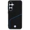 Dėklas BMW Leather Textured and Smooth MagSafe Samsung Galaxy S25 juodos spalvos