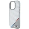 BMW BMHMP16L23 PUDTS Apple iPhone 16 Pro 6.3″ pilkas kietas dėklas M Carbon Tricolor Line MagSafe