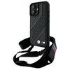BMW BMHCP16S23PSCCK Apple iPhone 16 6.1" dėklas telefonui juodos spalvos M Edition Carbon Stripe &amp; Strap