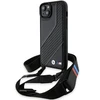 Apple iPhone 13 / 14 / 15 BMW dėklas M Edition Carbon Stripe &amp; Strap (BMHCP15S23PSCCK) juodos spalvos