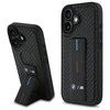 BMW BMHCP16SGSPCCK Apple iPhone 16 6.1" dėklas telefonui juodos spalvos M Grip su stoveliu Smooth and Carbon