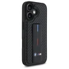 BMW BMHCP16SGSPCCK Apple iPhone 16 6.1" dėklas telefonui juodos spalvos M Grip su stoveliu Smooth and Carbon