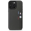 BMW M Perforated Tricolor Detail Line Apple iPhone 16 Pro Case - Dark dėklas telefonui pilkos spalvos