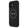BMW BMHMP16S23SROK Apple iPhone 16 6.1" dėklas telefonui juodos spalvos M Silikoninis Printed Ring MagSafe