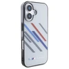 BMW BMHCP16M23HTRAG Apple iPhone 16 Plus 6.7″ pilkas kietas dėklas Motorsport IML Random Stripes