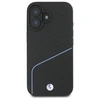 BMW BMHMP16S23RDCLK Apple iPhone 16 6.1" dėklas telefonui juodos spalvos Sign Leather Textured And Line MagSafe
