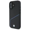 BMW BMHMP16S23RDCLK Apple iPhone 16 6.1" dėklas telefonui juodos spalvos Sign Leather Textured And Line MagSafe