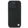 BMW Signature Leather Diamond Metal Logo MagSafe Case Apple iPhone 16 Pro Max - dėklas telefonui juodos spalvos