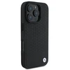 BMW Signature Leather Diamond Metal Logo MagSafe Case Apple iPhone 16 Pro Max - dėklas telefonui juodos spalvos