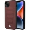Dėklas BMW BMHCP14S22RPSR Apple iPhone 14 / 15 / 13 6.1" bordo spalvos odinės sėdynės su raštu