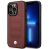 BMW BMHMP14L22RPSR dėklas Apple iPhone 14 Pro 6.1 bordo spalvos odinės sėdynės su MagSafe raštu