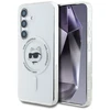 Dėklas Karl Lagerfeld Button Choupette Head Printed Logo MagSafe Samsung Galaxy S25 baltos spalvos