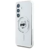 Dėklas Karl Lagerfeld Button Choupette Head Printed Logo MagSafe Samsung Galaxy S25 baltos spalvos