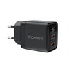 Sieninis įkroviklis GAN3 USB-C+C PD35W Choetech PD6051 (juodas)