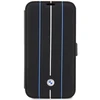 Apple iPhone 14 Pro BMW Bookdėklas odinis Stamp Mėlyna Lines (BMBKP14L22RVSK) juodos spalvos