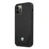 BMW BMHCP12LRSWPK Apple iPhone 12 Pro Max 6,7″ juodos spalvos kietas dėklas Leather Perforate