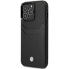 Dėklas Case BMW BMHCP14L22RSEPK iPhone 14 Pro 6.1" juodas/juodas Leather Card Slot