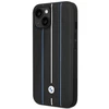 Dėklas BMW BMHCP14S22RVSK iPhone 14 6,1 colio juodas/juodas kietas odinis antspaudas mėlynos linijos
