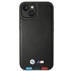 Dėklas BMW BMHMP14M22PTDK Apple iPhone 14 Plus / 15 Plus 6,7″ juodos spalvos Leather Stamp Tricolor Magsafe