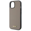 DKNY DKHMP15SPGHLME Apple iPhone 15 6.1" dėklas telefonui gelsvas Grained Metal Logo MagSafe