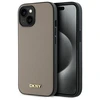 DKNY DKHMP15SPGHLME Apple iPhone 15 6.1" dėklas telefonui gelsvas Grained Metal Logo MagSafe