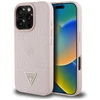 Originalus Dėklas GUESS Grained Hot Stamp Peony Triangle Logo MagSafe skirtas Apple iPhone 16 Pro Max rožinės spalvos