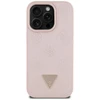 Originalus Dėklas GUESS Grained Hot Stamp Peony Triangle Logo MagSafe skirtas Apple iPhone 16 Pro Max rožinės spalvos