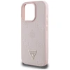 Dėklas Guess Grained Hot Stamp Peony Triangle Logo MagSafe Apple iPhone 16 Pro rožinės spalvos