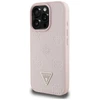 Originalus Dėklas GUESS Grained Hot Stamp Peony Triangle Logo MagSafe skirtas Apple iPhone 16 Pro Max rožinės spalvos