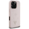 Originalus Dėklas GUESS Grained Hot Stamp Peony Triangle Logo MagSafe skirtas Apple iPhone 16 Pro Max rožinės spalvos