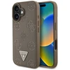 Originalus Dėklas GUESS Grained Hot Stamp Peony Triangle Logo MagSafe skirtas Apple iPhone 16 rudos spalvos