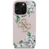 Originalus Dėklas GUESS Grained Roses Big 4G logo skirtas Apple iPhone 16 Pro Max rožinės spalvos