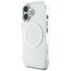 Dėklas Guess IML Metal Colored Circle Classic Logo MagSafe Apple iPhone 16 baltos spalvos