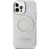 Guess GUHMP12MHTRMD Apple iPhone 12/12 Pro 6.1″ auksinis kietas dėklas Metal Outline Magsafe