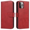 Hurtel Wallet su stoveliu Apple iPhone 15 Pro Max Magnet – dėklas telefonui raudonos spalvos