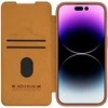 iPhone 15 Pro Nillkin Qin Pro odinis apverčiamas fotoaparato dėklas – rudas