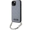 Apple iPhone 14 Karl Lagerfeld dėklas Saffiano Monogram Chain (KLHCP14SSACKLHPG) sidabrinės spalvos