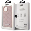 Dėklas Karl Lagerfeld Leather Monogram Metal Logo MagSafe skirtas Apple iPhone 15 rožinės spalvos
