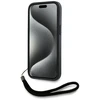 Karl Lagerfeld PU Saffiano Athleisure Stripe and Strap dėklas telefonui Apple iPhone 15 Pro rožinės spalvos