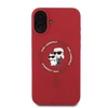 Karl Lagerfeld dėklas skirtas Apple iPhone 16, suderinamas su MagSafe KLHMP16SSCMKCRHR (silikono KC korpuso žiedas), raudonas