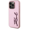 Karl Lagerfeld Wrinkled PU Signature Logo dėklas telefonui Apple iPhone 15 Pro Max rožinės spalvos