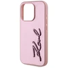 Karl Lagerfeld Wrinkled PU Signature Logo dėklas telefonui Apple iPhone 15 Pro Max rožinės spalvos