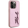Karl Lagerfeld Wrinkled PU Signature Logo dėklas telefonui Apple iPhone 15 Pro rožinės spalvos