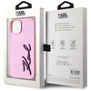 Karl Lagerfeld Wrinkled PU Signature Logo dėklas telefonui Apple iPhone 15 rožinės spalvos