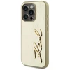 Karl Lagerfeld Wrinkled PU Signature Logo dėklas telefonui Apple iPhone 15 Pro aukso spalvos