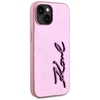 Karl Lagerfeld Wrinkled PU Signature Logo dėklas telefonui Apple iPhone 15 rožinės spalvos